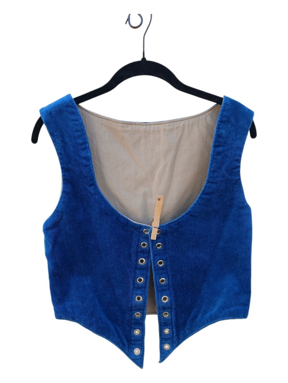 Vintage Blue Corduroy Lace-Up Vest